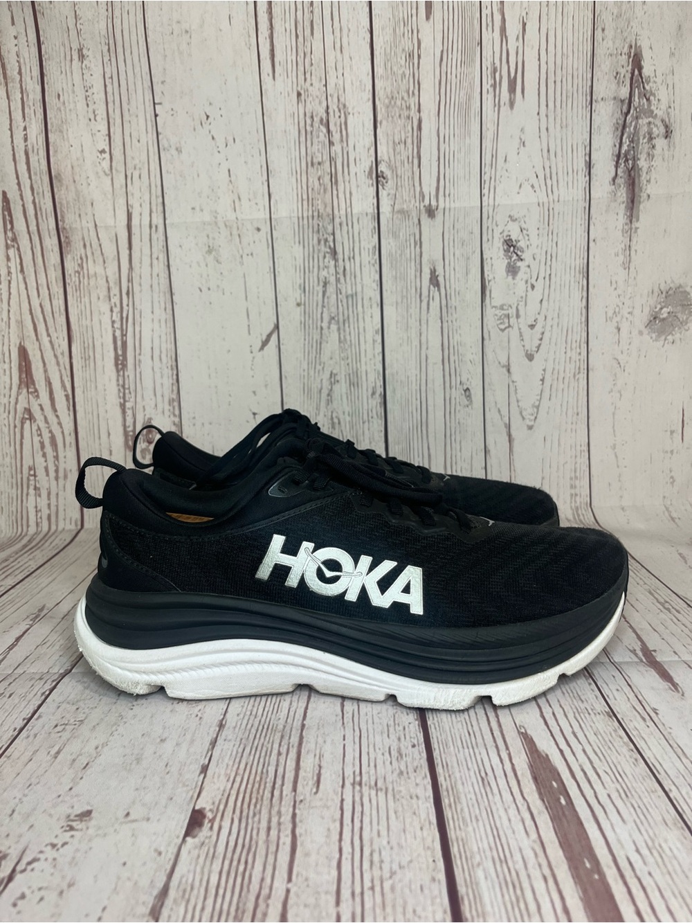 Hoka One One Gaviota 5 Black White Running Shoe's Men's Size 9.5 D